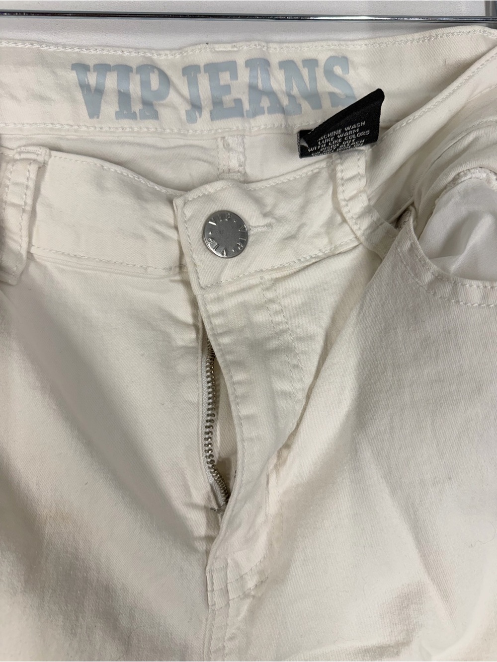 VIP Cream High-Rise Jeans with Silver Hardware